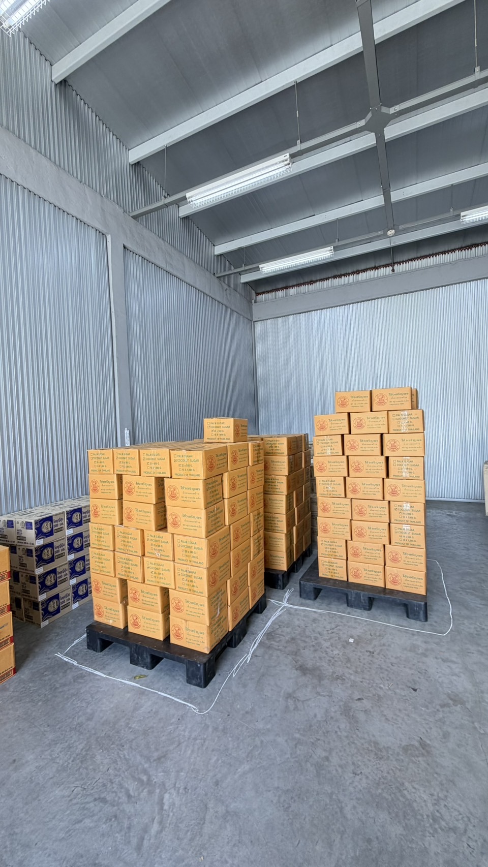 Food products arranged on pallets before international export