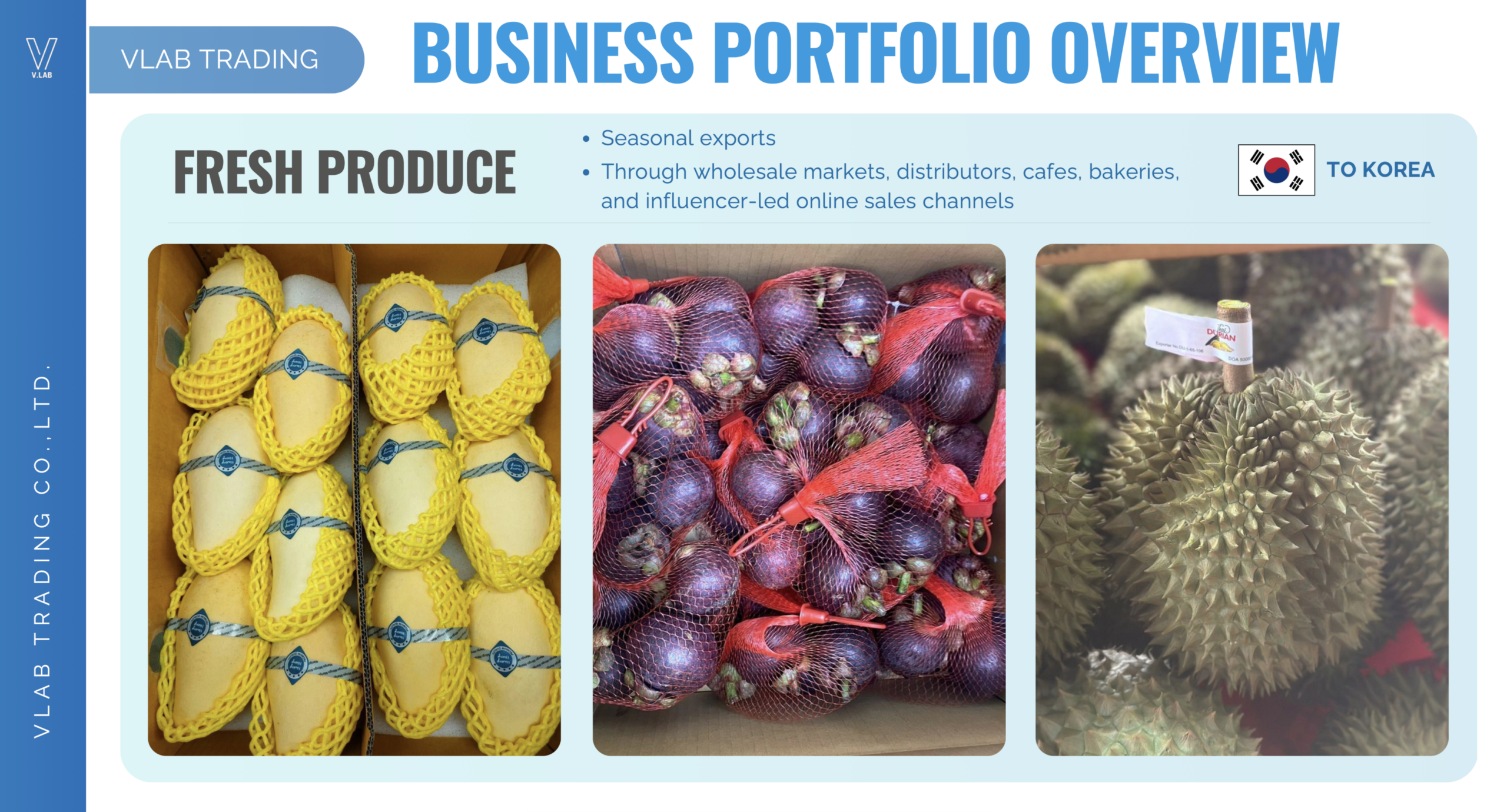 Thai mango durian and mangosteen export portfolio